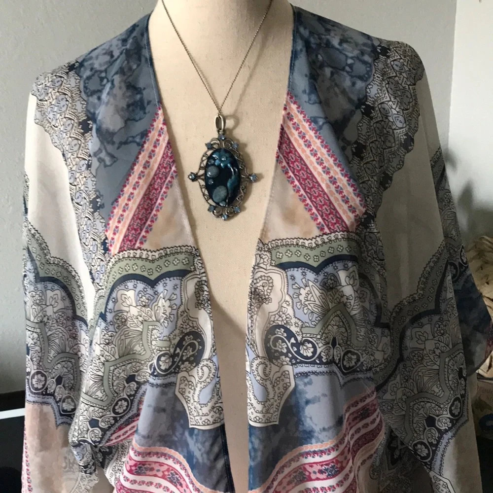 Summer Bohemian Kimono Blue Beautiful Colors Lightweight FINAL SALE Final Sale